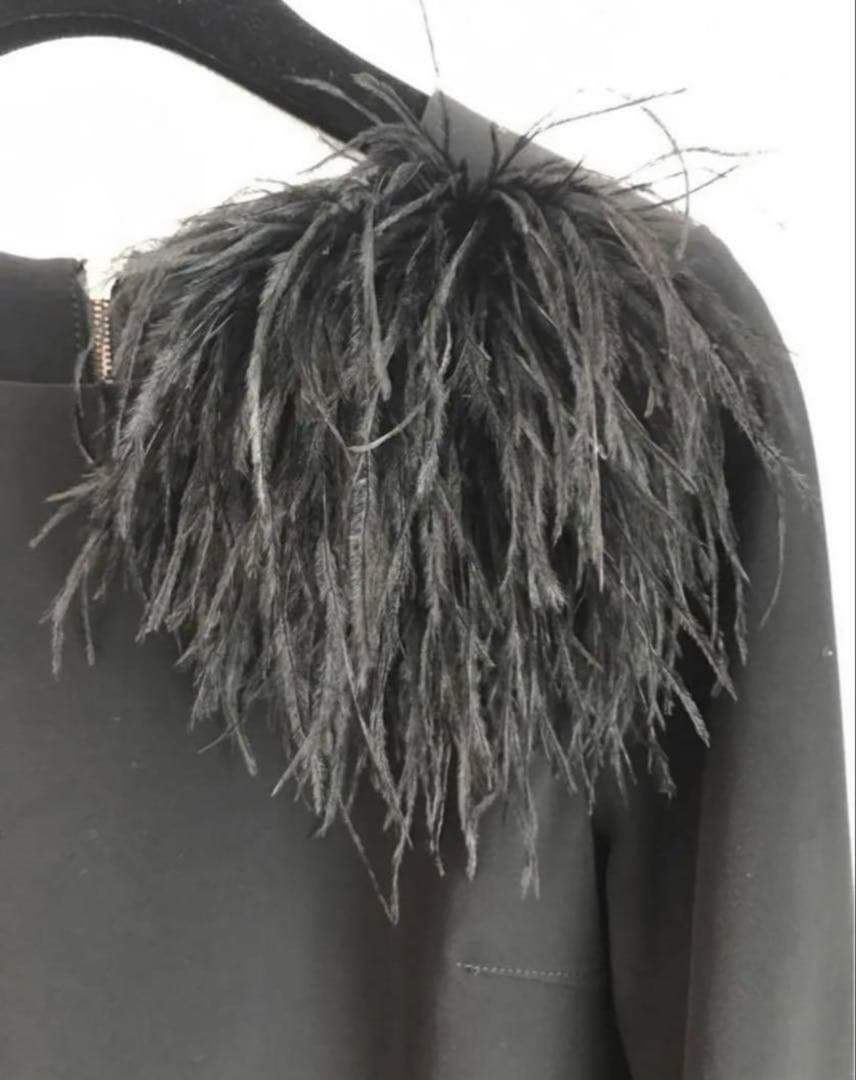 オーストリッチ　フェザーコサージュ　ブラック