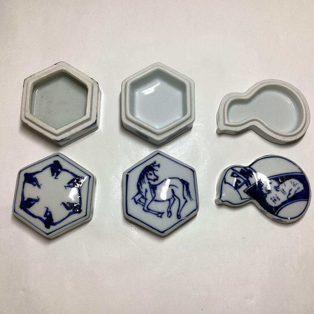 香合 染付 西村徳泉 3個セット 紙箱入 茶道具 古物品