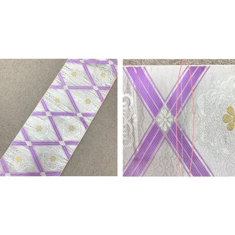 507ag51□七五三 七歳 女児 着物&袋帯＆長襦袢 金彩 毬 桜□状態良好